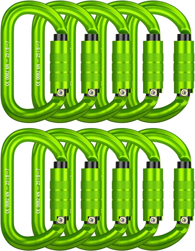 FVW CE Certified Auto Locking Climbing Carabiners, Professional 25KN (5620 lbs) Heavy Duty Caribeaners for Rappelling Swing Rescue & Gym etc, Large D-Shaped Carabiners - Image 1